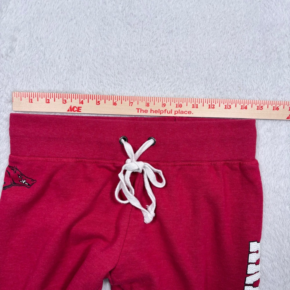 Arkansas Razorbacks Jogger Women M Red Sequin Spellout Sweat Pant Colosseum RARE - Picture 9 of 14